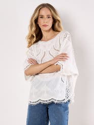 Apricot Cotton Round Neck Crochet Top
