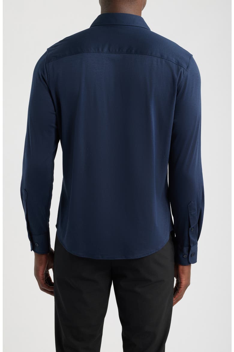 Tiller Lux Cotton Knit Button-Up Shirt, Alternate, color, NAVY SAPPHIRE