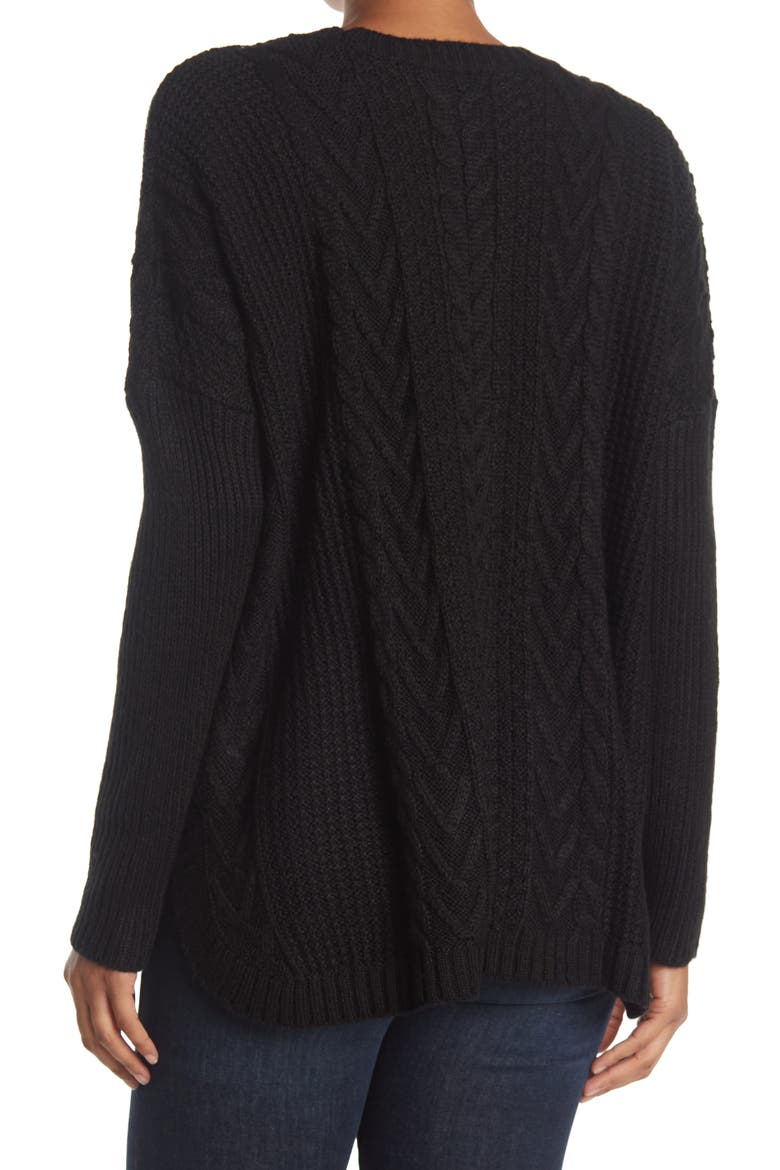 Boyfriend Sweater, Alternate, color, BLACK