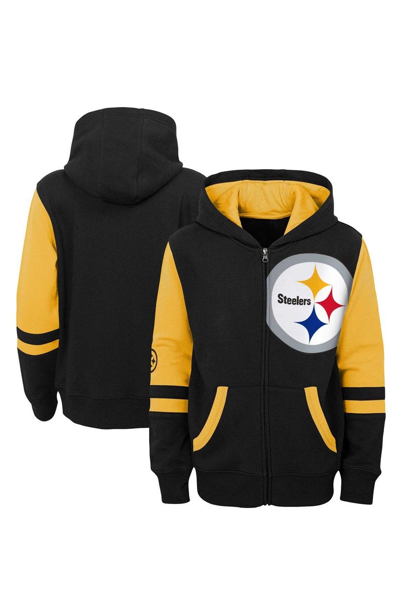 Outerstuff Youth Black Pittsburgh Steelers Colorblock Full-Zip Hoodie, Main, color, Black