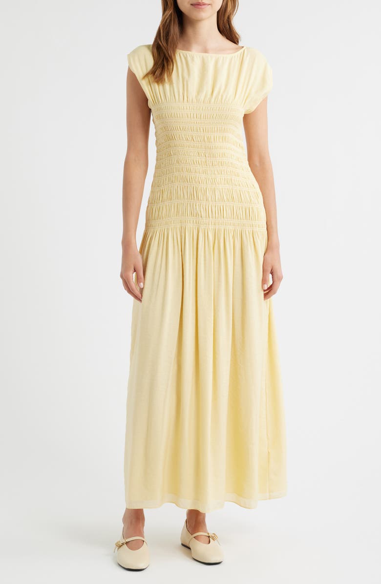 rag & bone Skye Smocked Drop-Waist Maxi Dress, Main, color,
