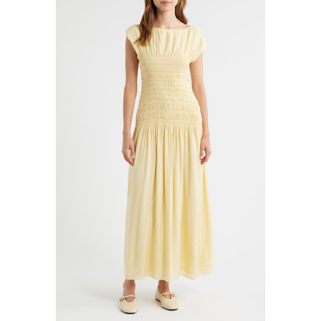 Rag & Bone Skye Smocked Drop-waist Maxi Dress In Yellow