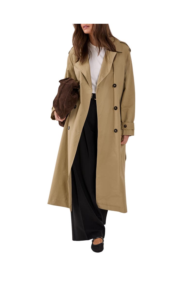 Double Breasted Belted Trench Coat, Alternate, color, Caramel
