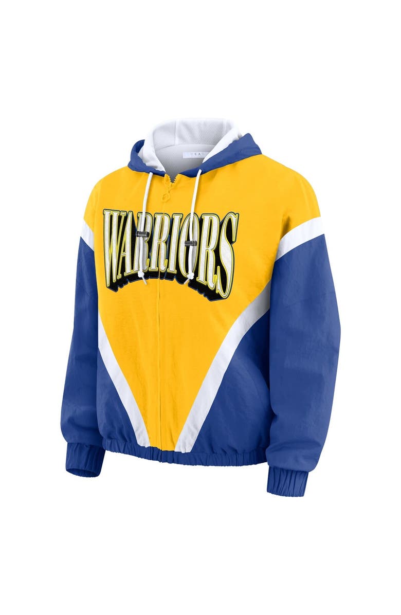 WEAR by Erin Andrews Women's WEAR by Erin Andrews  Gold/Royal Golden State Warriors Color-Block Full-Zip Windbreaker, Alternate, color, Gold