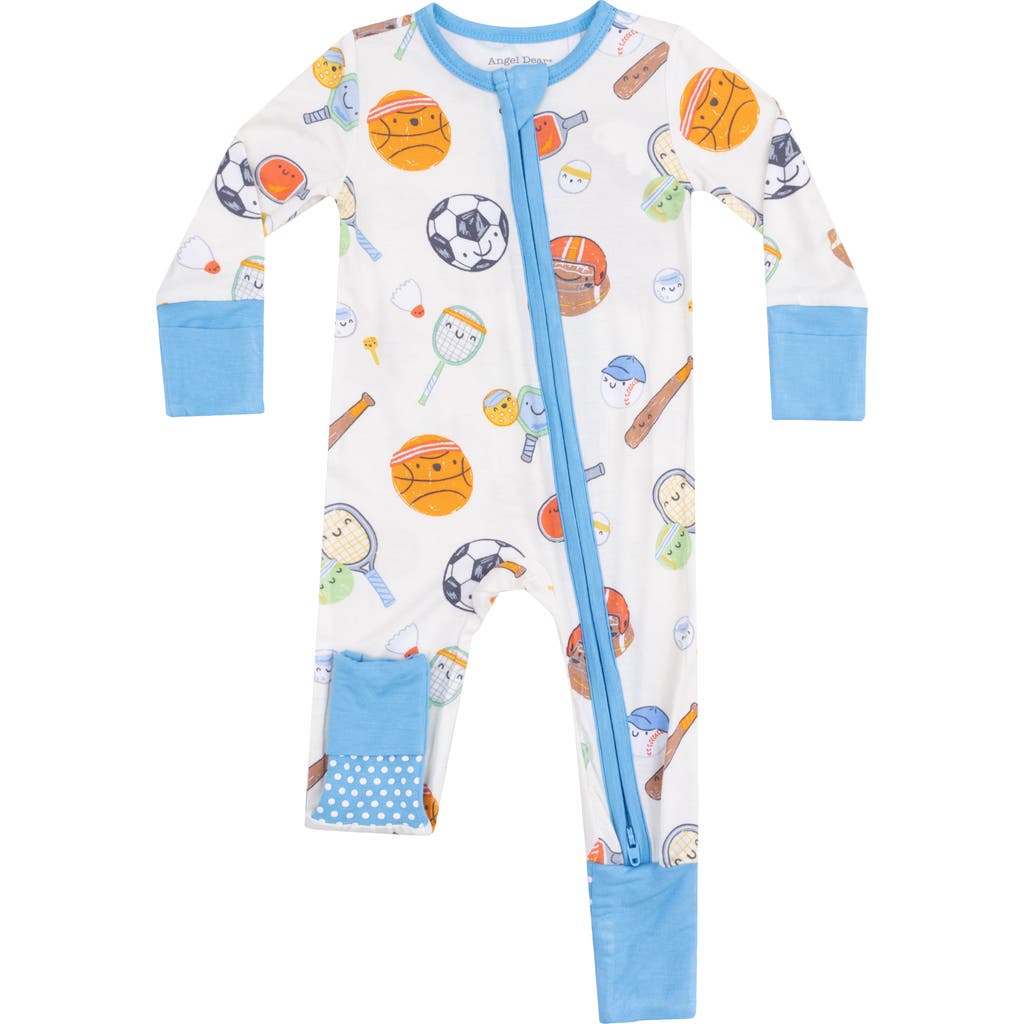 Angel Dear Sports Ball Convertible Zip Romper In Ivory
