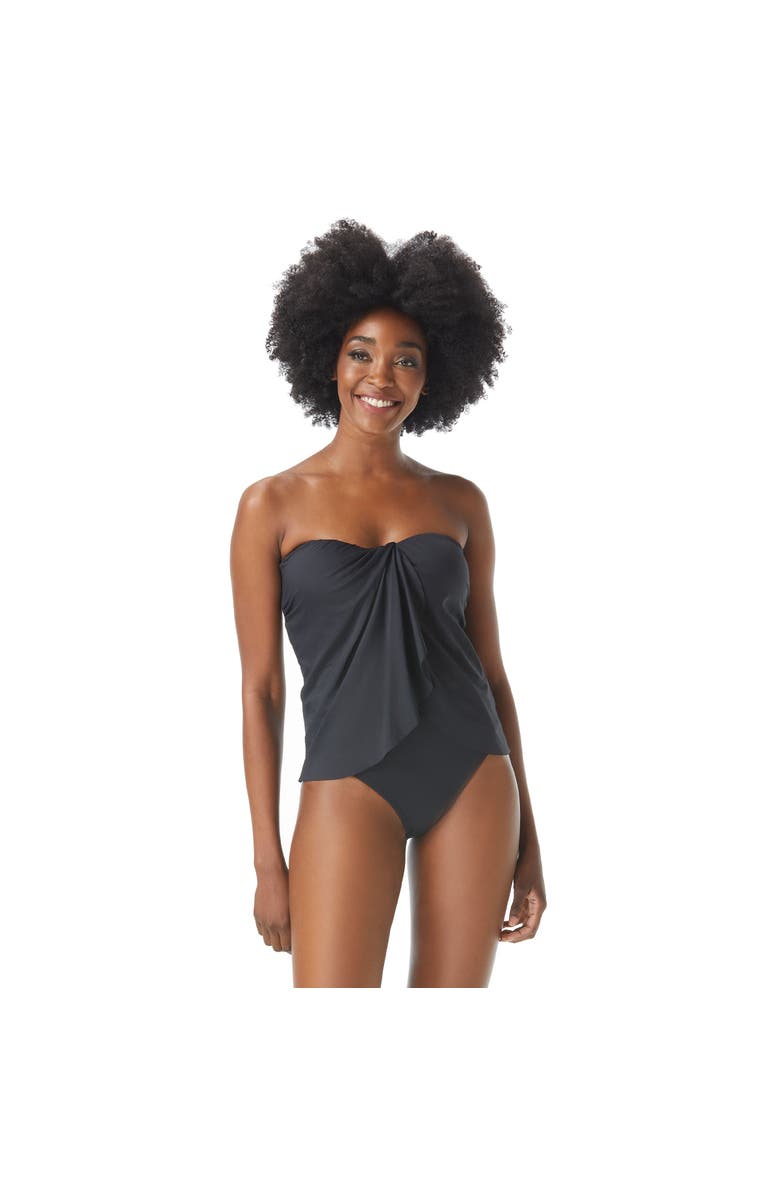 Vince Camuto Draped Bandeau Tankini Top, Main, color, 001-Black
