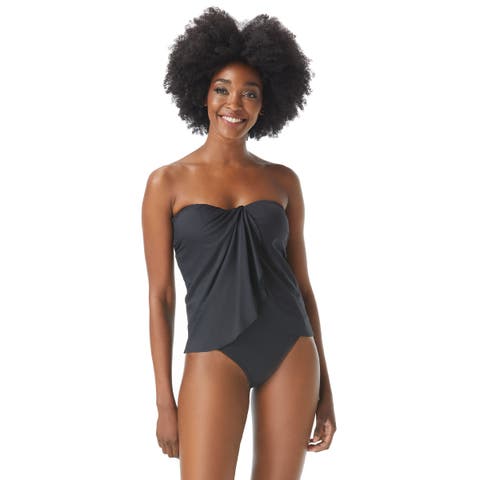 Draped Bandeau Tankini Top
