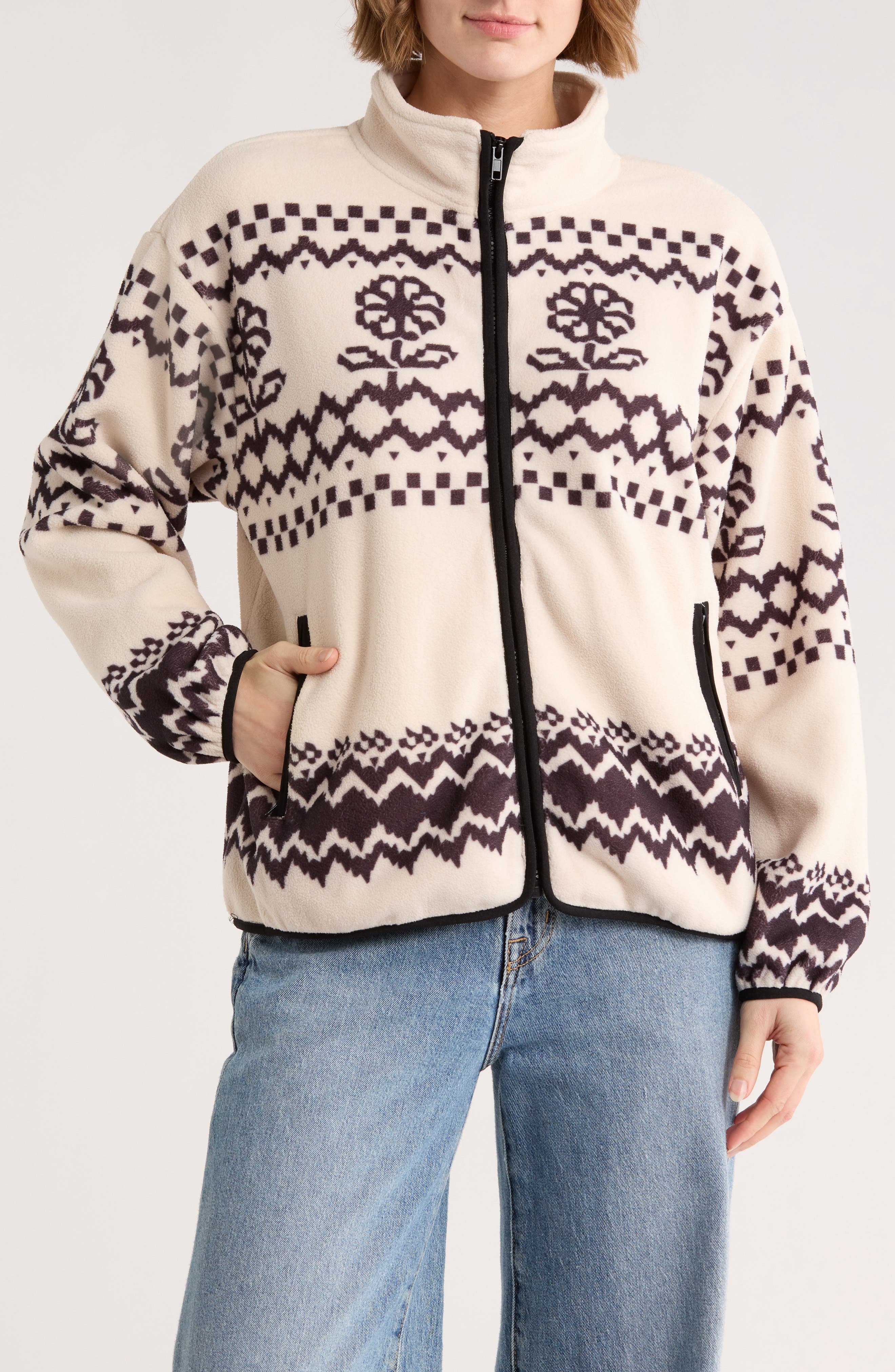LE LIS Printed Fleece Jacket