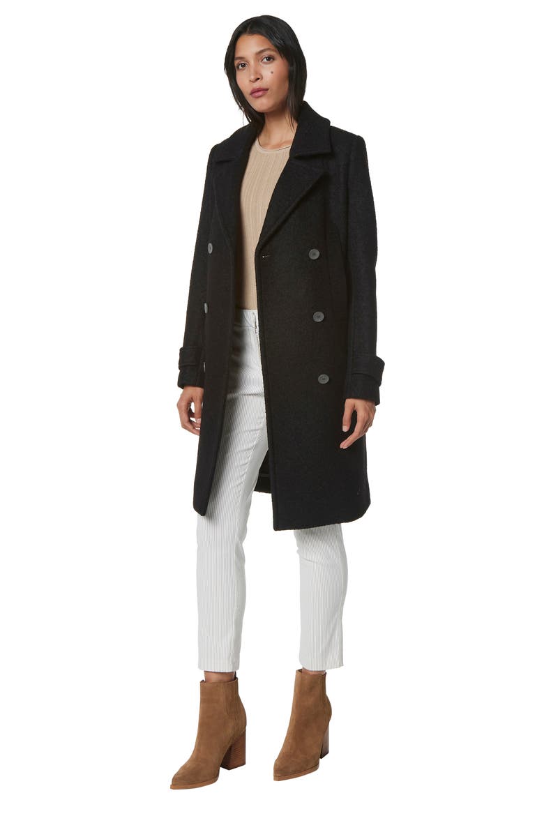 Evileen Pressed Bouclé Wool Blend Coat, Alternate, color, BLACK