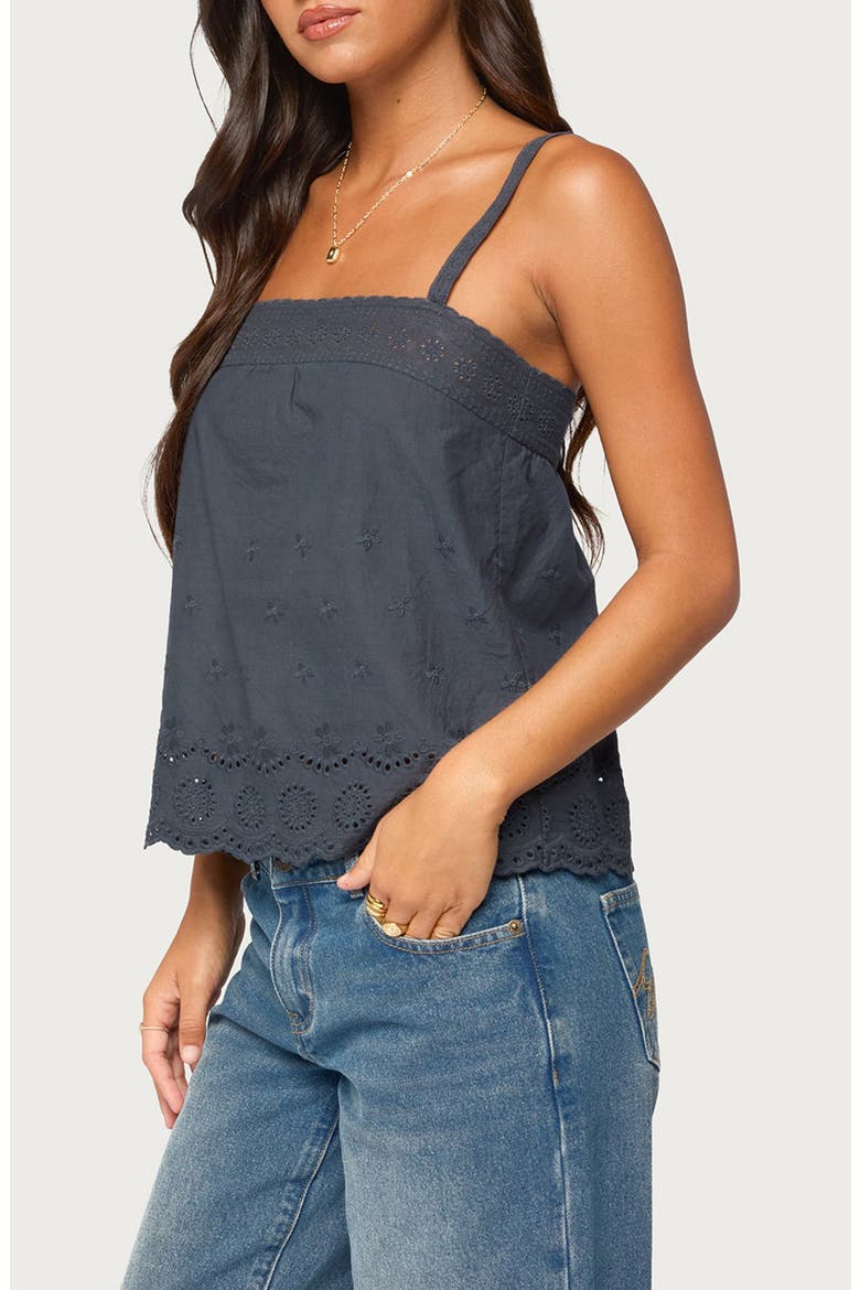 Esma Scalloped Eyelet Top, Alternate, color, NAVY