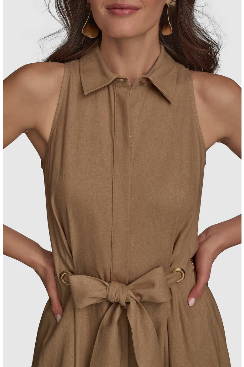 Sleeveless Linen Blend Shirtdress, Alternate, color, FAWN