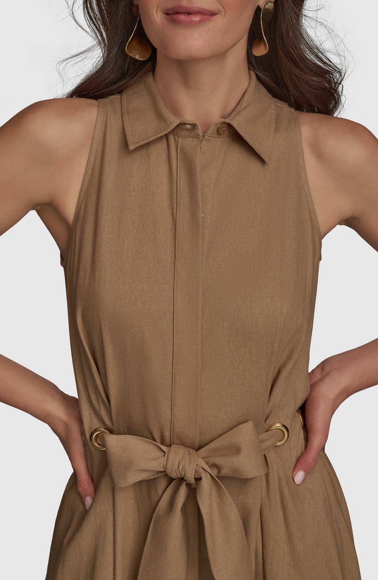 Donna Karan New York Sleeveless Linen Blend Shirtdress, Alternate, color, Fawn