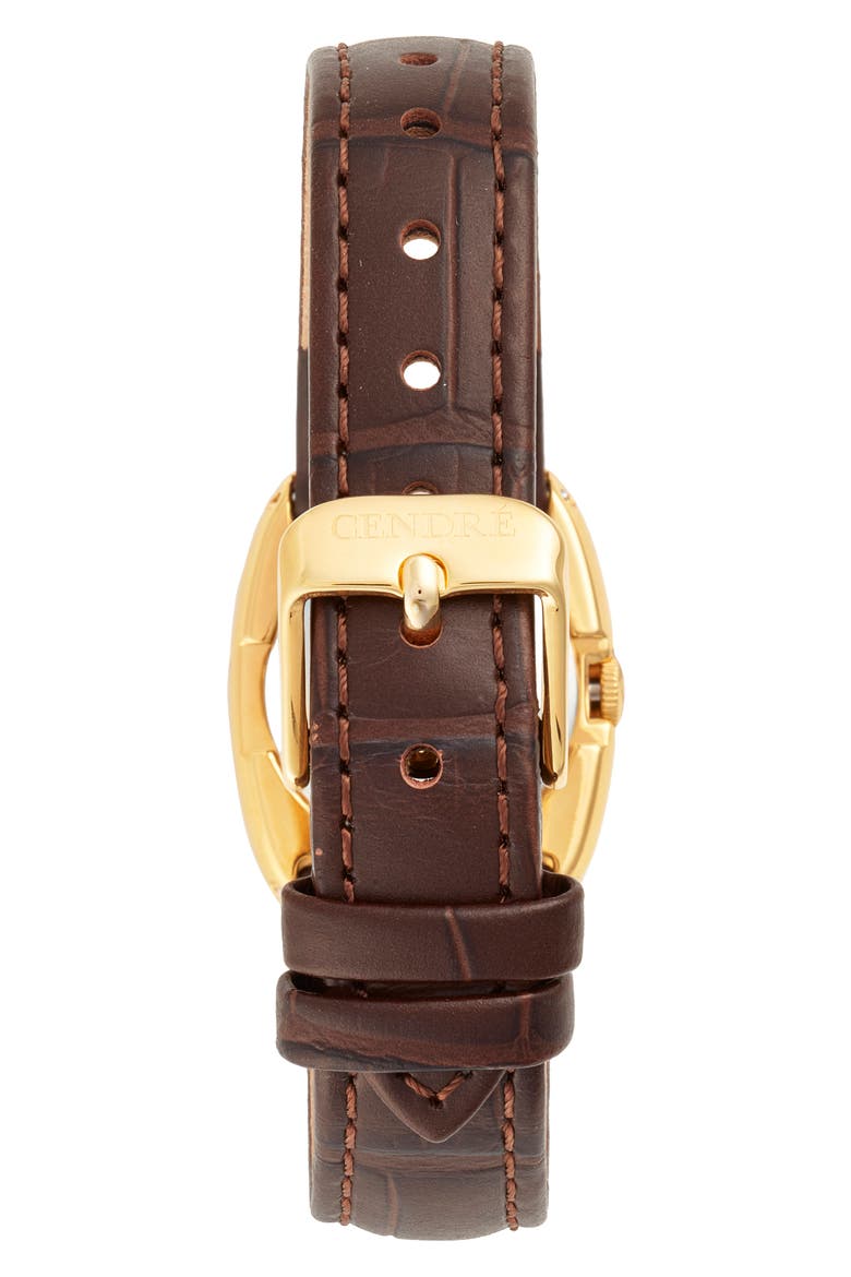 Bridgette Leather Strap Watch, 21 x 30mm, Alternate, color, WHITE/ ESPRESSO CROC
