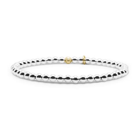 4mm Sterling Silver Beaded Bracelet