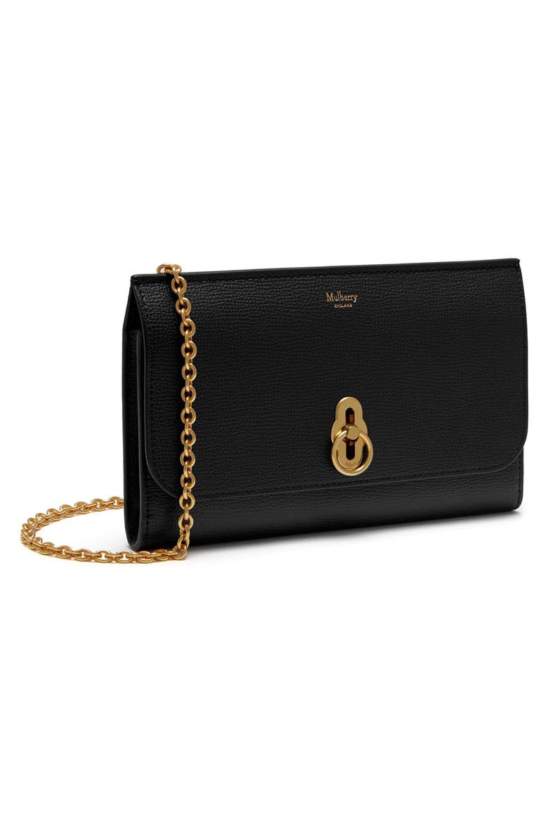 Amberley Leather Clutch, Alternate, color, BLACK