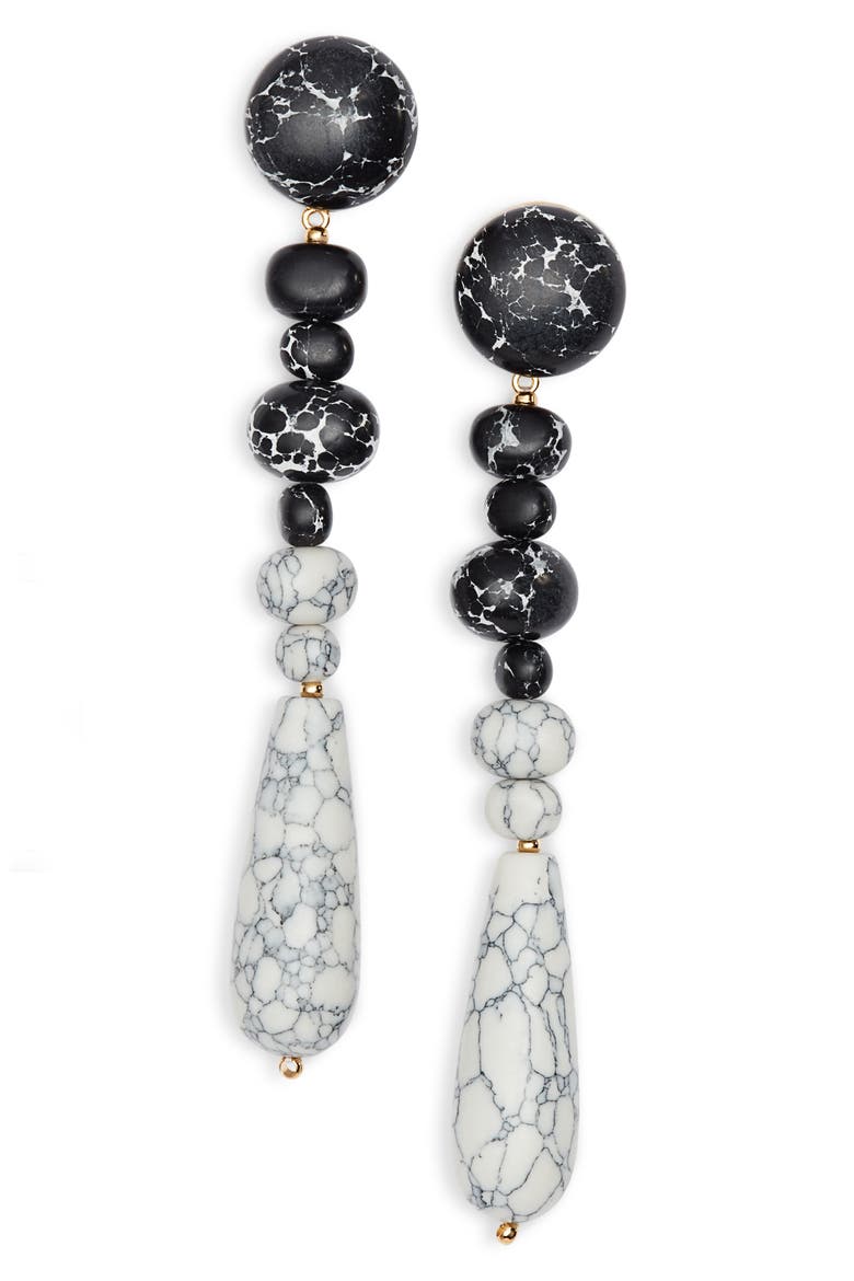 Copacabana Drop Earrings, Main, color, BLACK AND WHITE