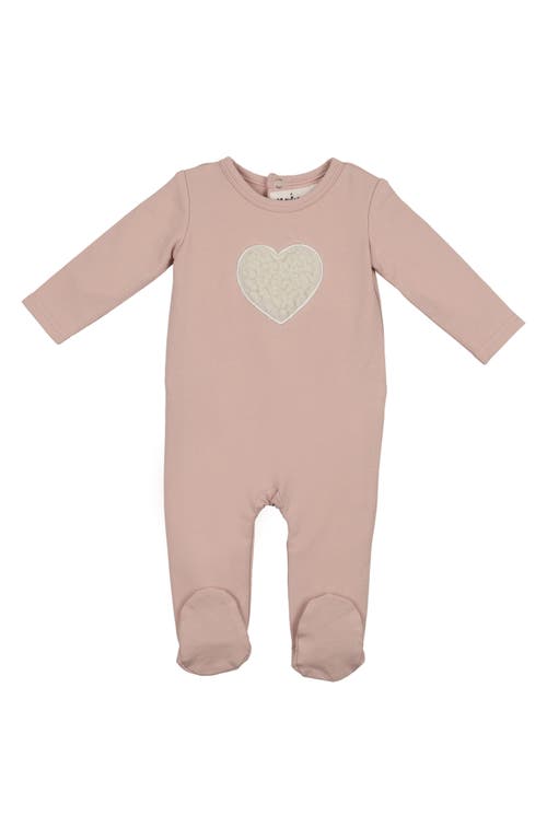 Maniere Babies' Manière Heart Appliqué Footie In Pink