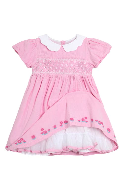 Jojo Maman Bébé Jojo Maman Bebe Bud Floral Embroidered Smocked Bodice Party Dress In Pink