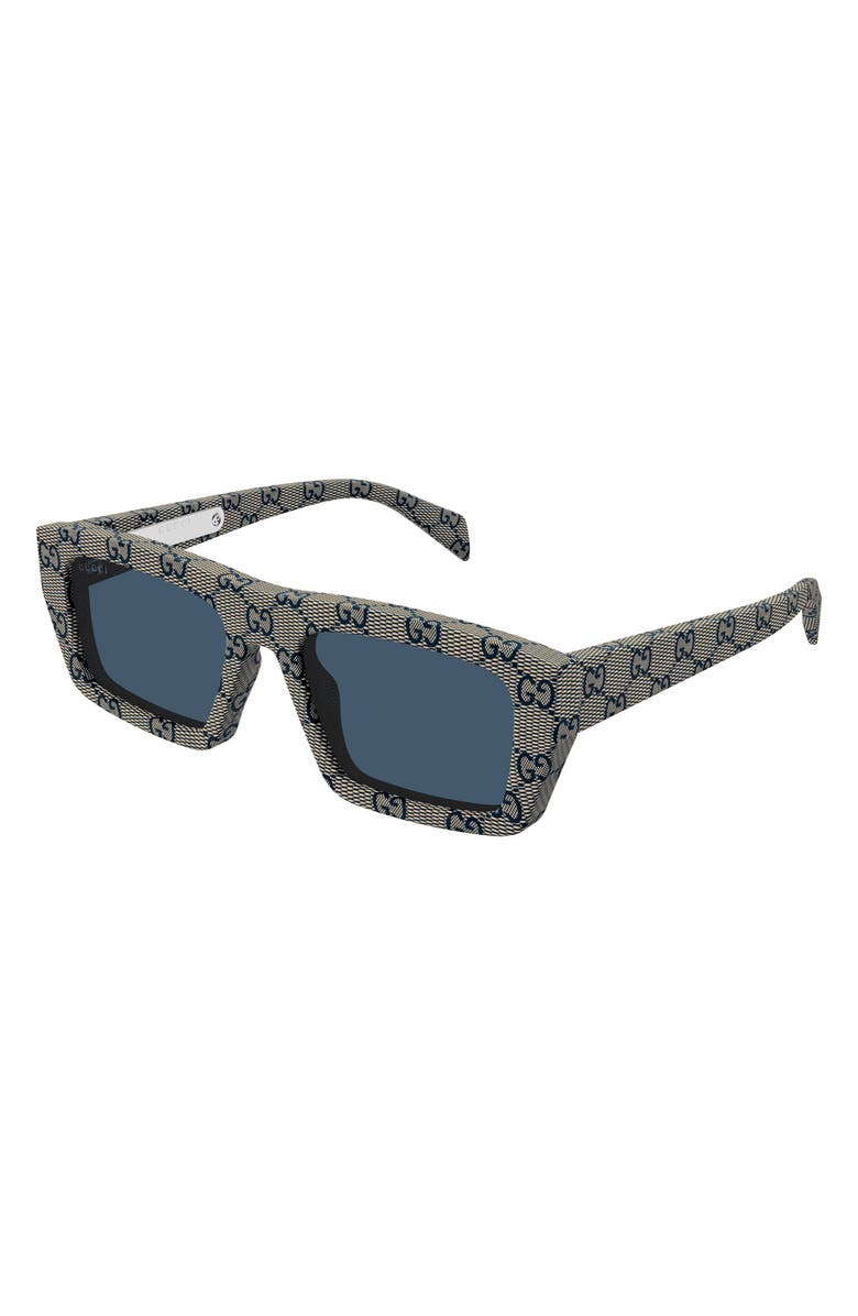 Gucci 54mm Rectangular Sunglasses, Alternate, color, Beige