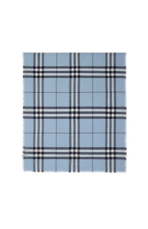 Wide Check Wool Scarf