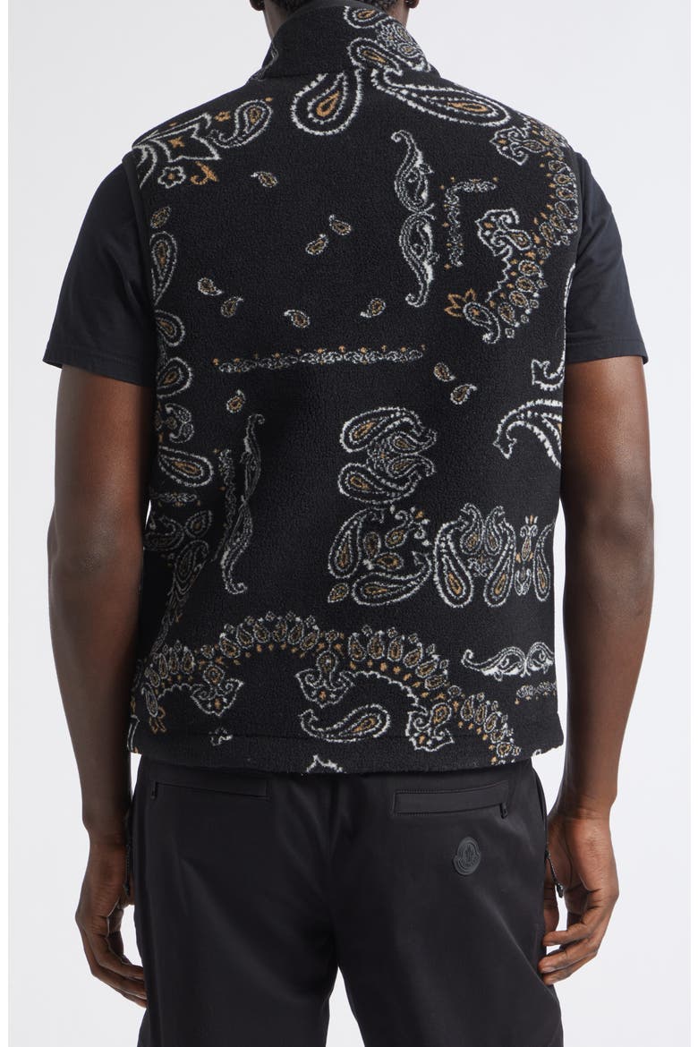 Reversible Paisley Print Fleece & Diamond Quilted Vest, Alternate, color, BLACK