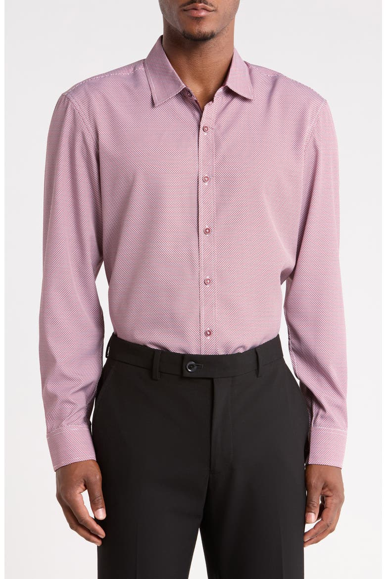 Printed Stretch Shirt, Main, color, BURG