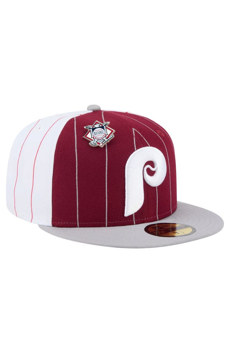New Era Men's New Era  Dark Red Philadelphia Phillies Pinstripe 59FIFTY Fitted Hat, Alternate, color, 