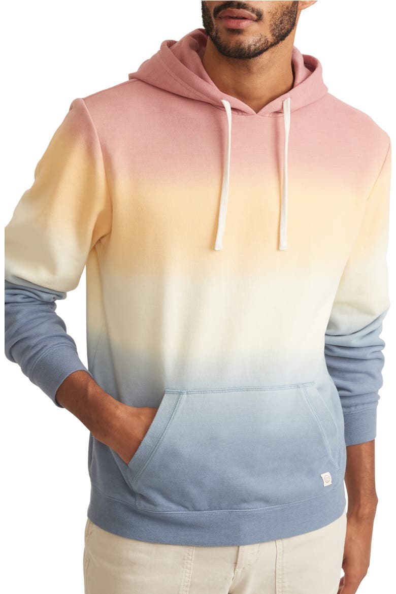 Signature Ombré Stripe Organic Cotton Blend Fleece Hoodie, Main, color, SUNSET OMBRE