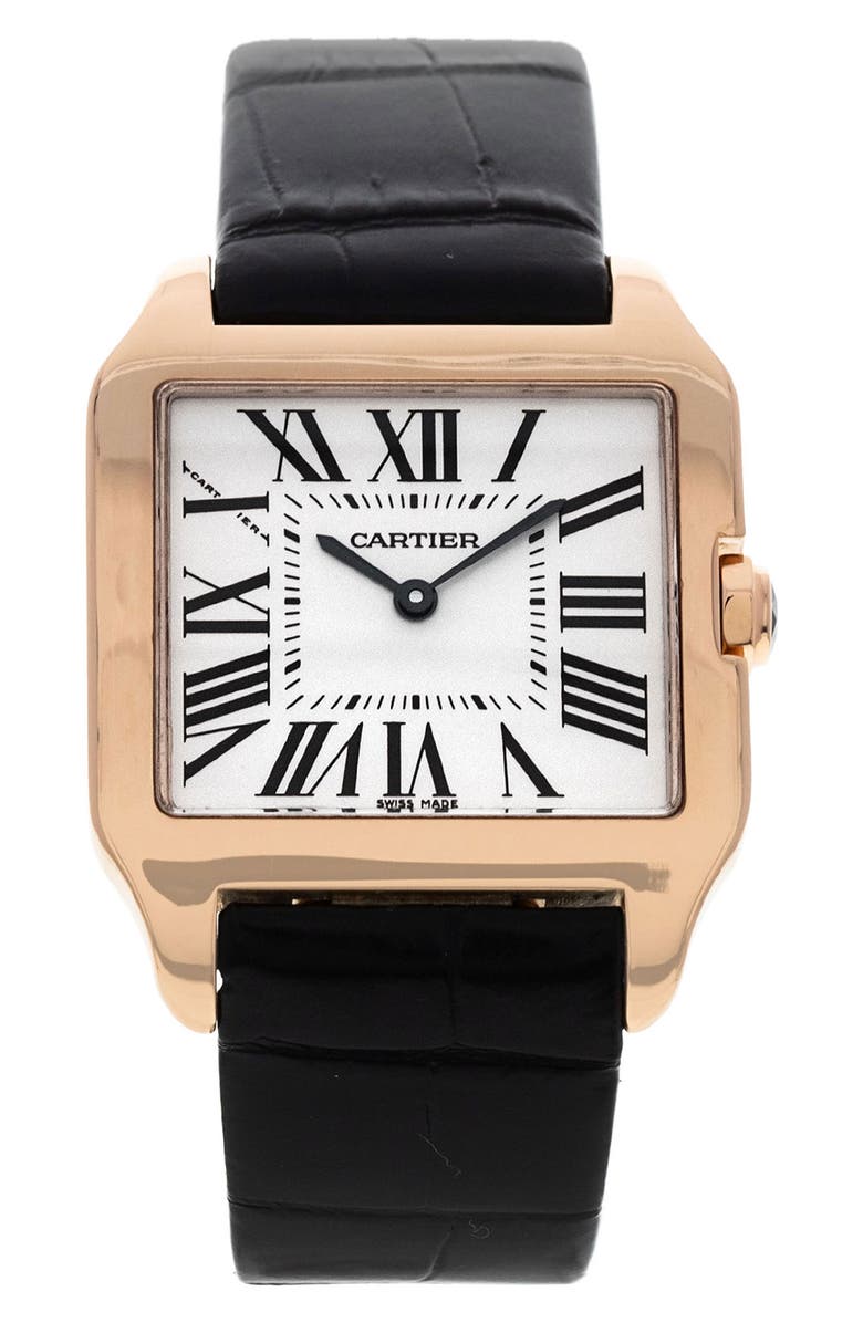 Watchfinder & Co. Cartier Preowned 2022 Santos Dumont W2009251 Leather Strap Watch, 30.3mm, Main, color, 