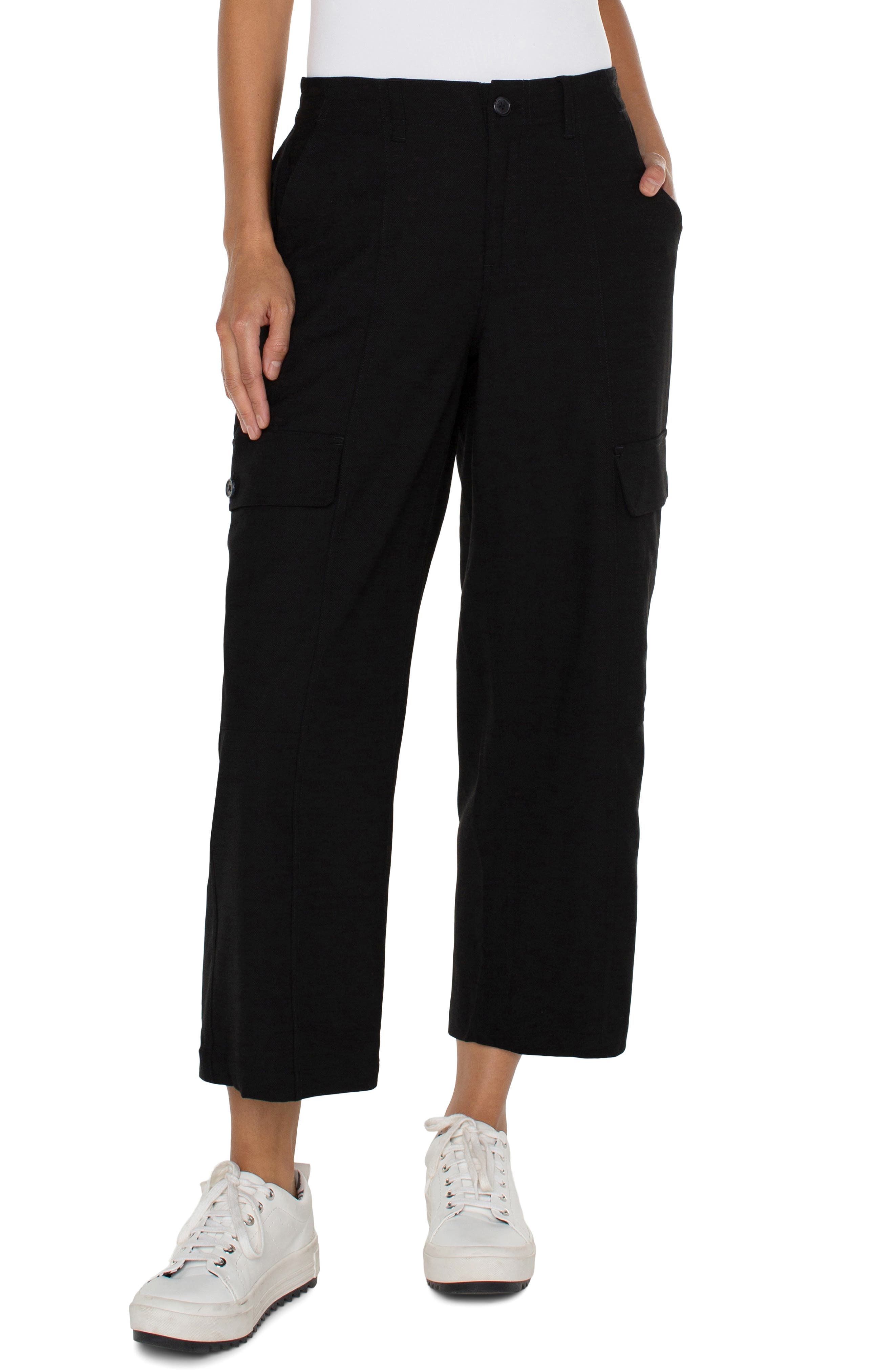Liverpool Los Angeles High Waist Crop Wide Leg Cargo Pants