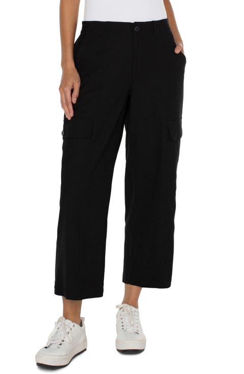 High Waist Crop Wide Leg Cargo Pants