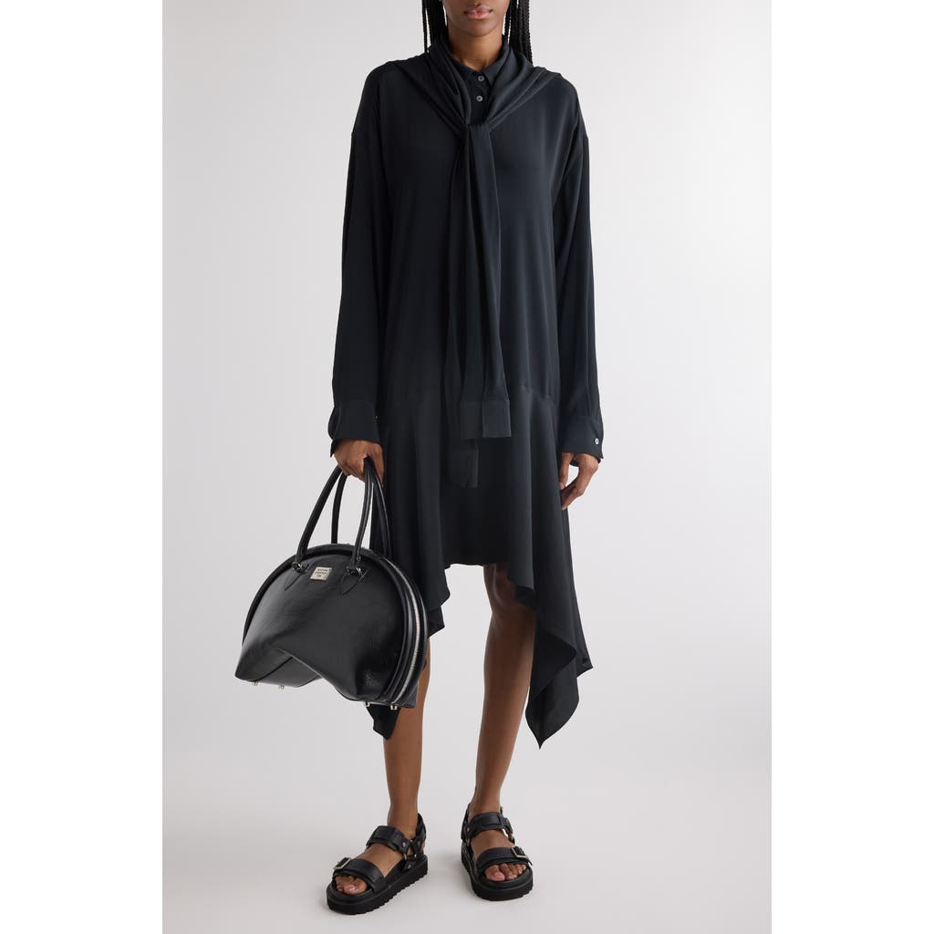 ACNE STUDIOS ACNE STUDIOS DELOUSE LONG SLEEVE SHIRTDRESS WITH REMOVABLE SCARF