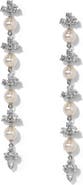 Nadri Faux Pearl Long Linear Drop Earrings