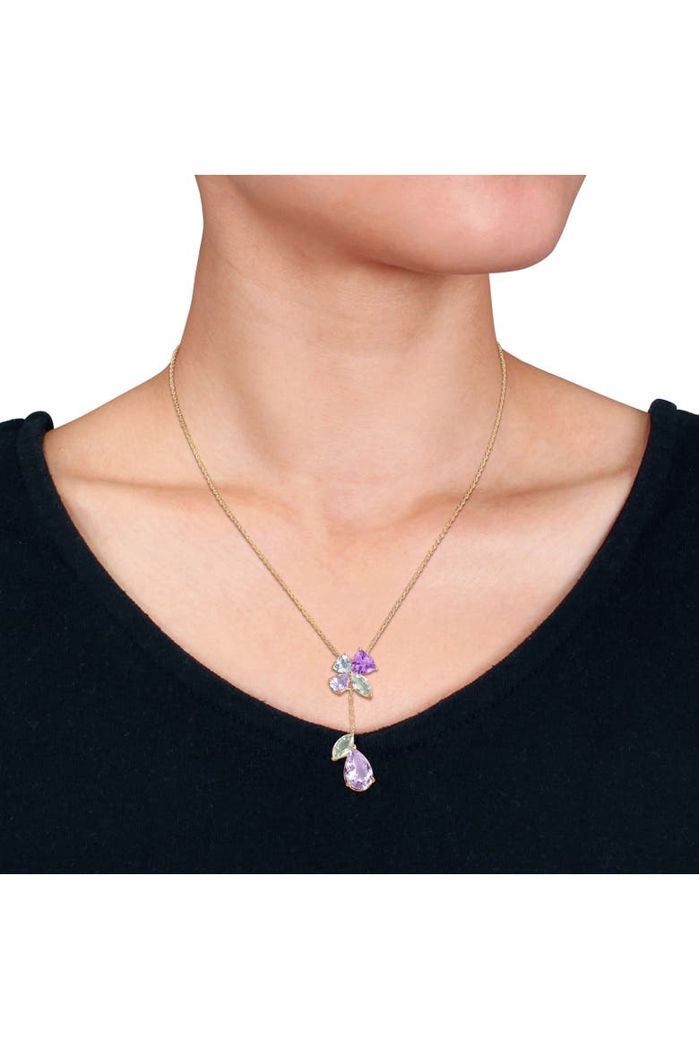 Multi-Gem Drop Pendant Necklace Yellow Silver, Alternate, color, Yellow-Plated Sterling Silver