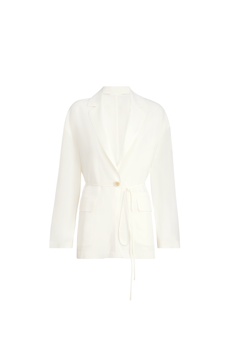 Sablé crêpe blazer, Alternate, color, White