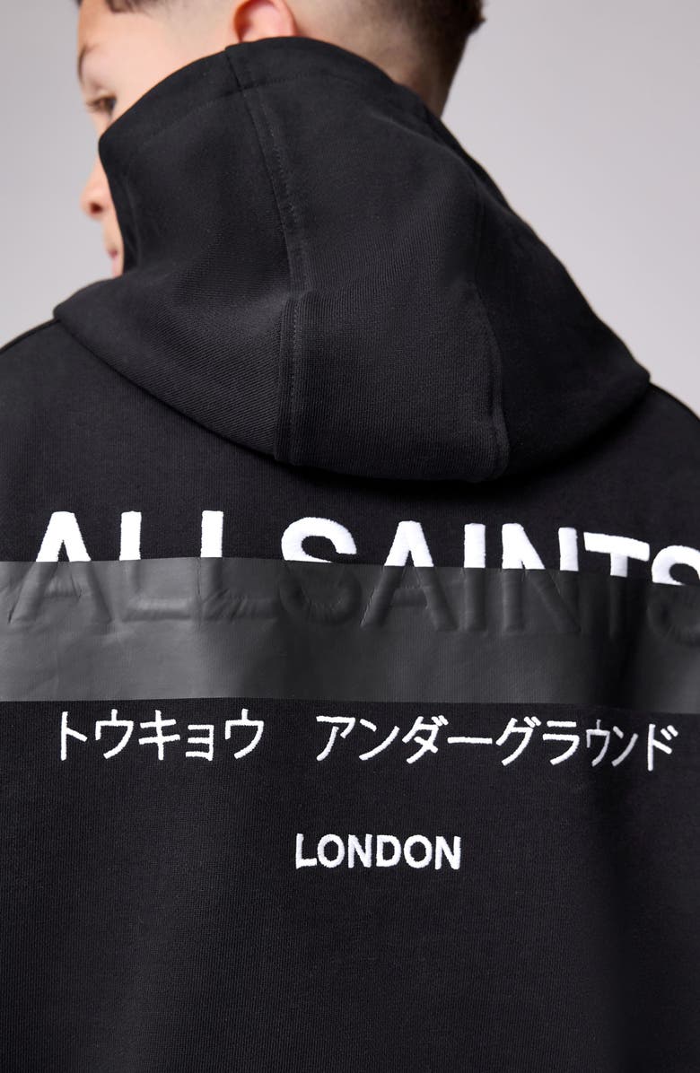 smALLSAINTS by ALLSAINTS Kids' Redact Oversize Cotton Fleece Hoodie, Alternate, color, Black