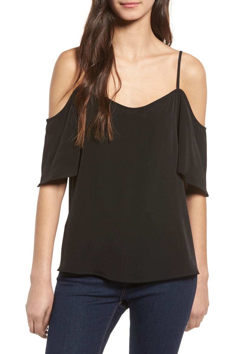 Cold Shoulder Top, Main, color, BLACK