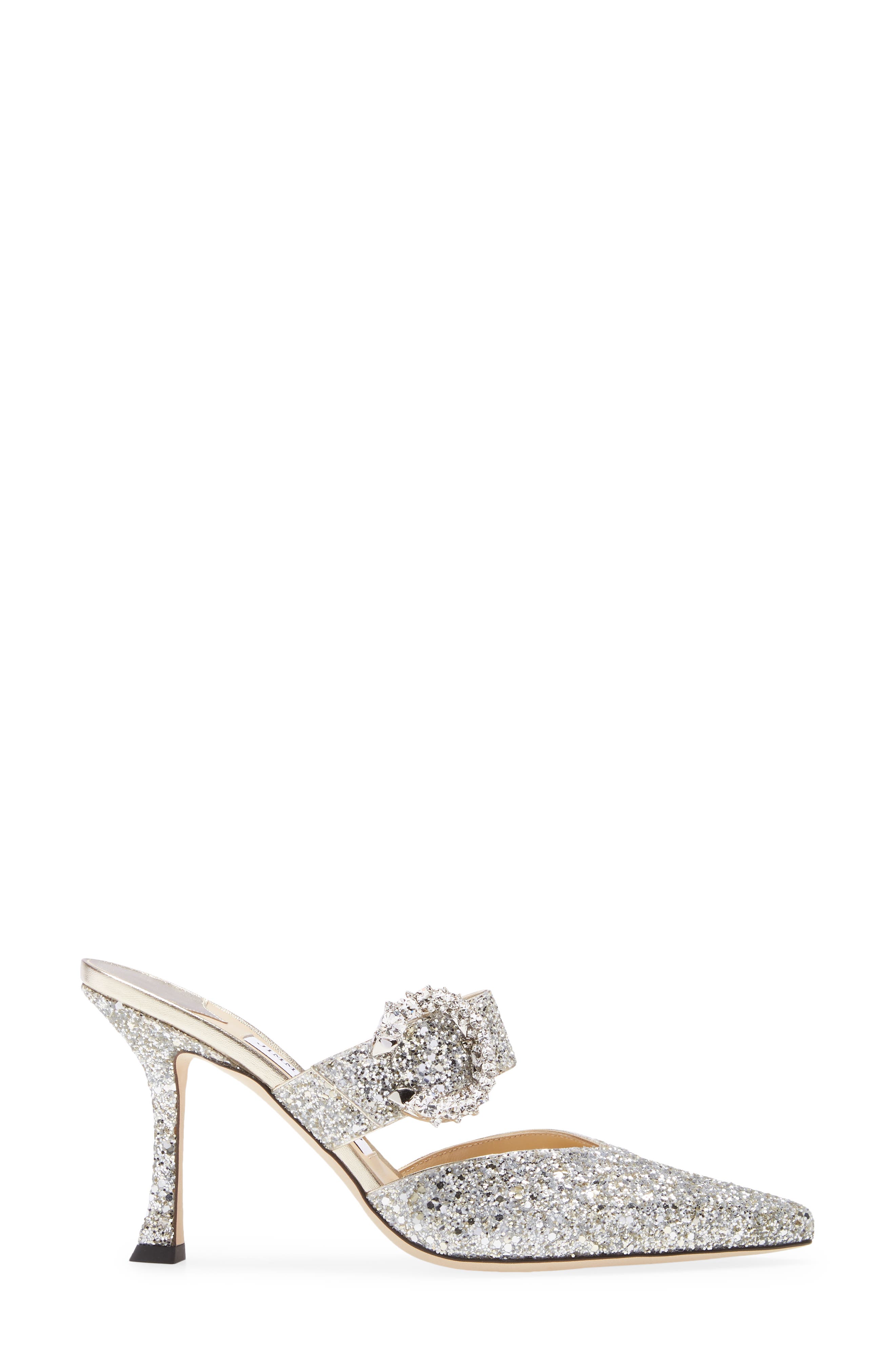 Jimmy Choo Marta Crystal Buckle Glitter Pointed Toe Mule, Alternate, color, 