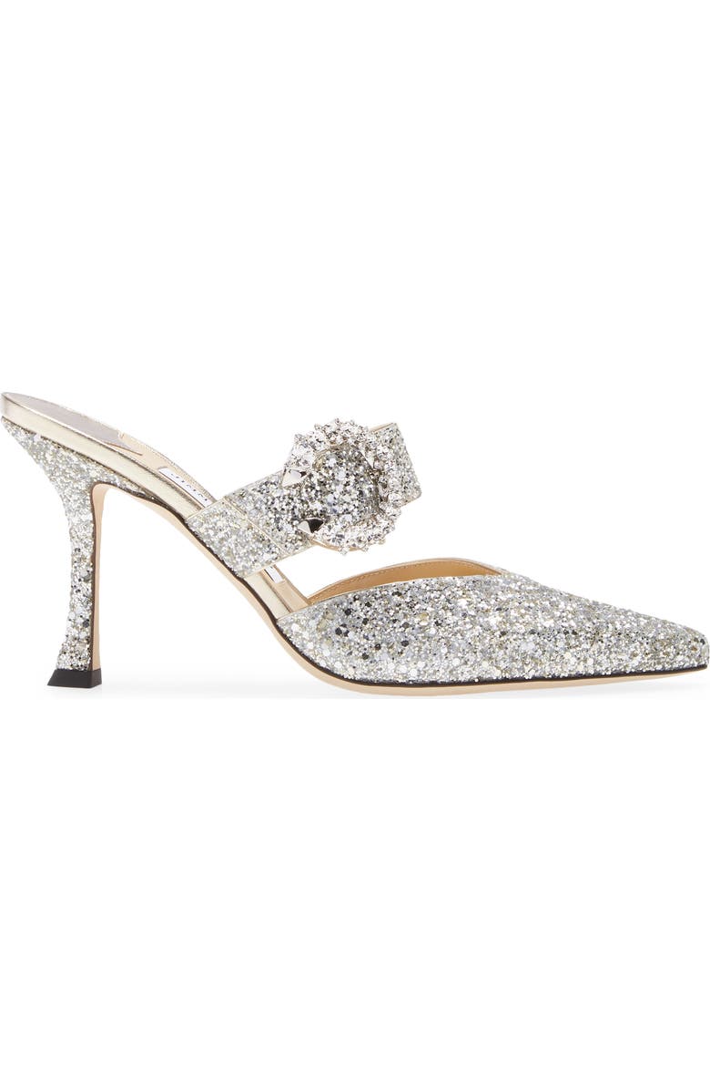 Jimmy Choo Marta Crystal Buckle Glitter Pointed Toe Mule, Alternate, color,