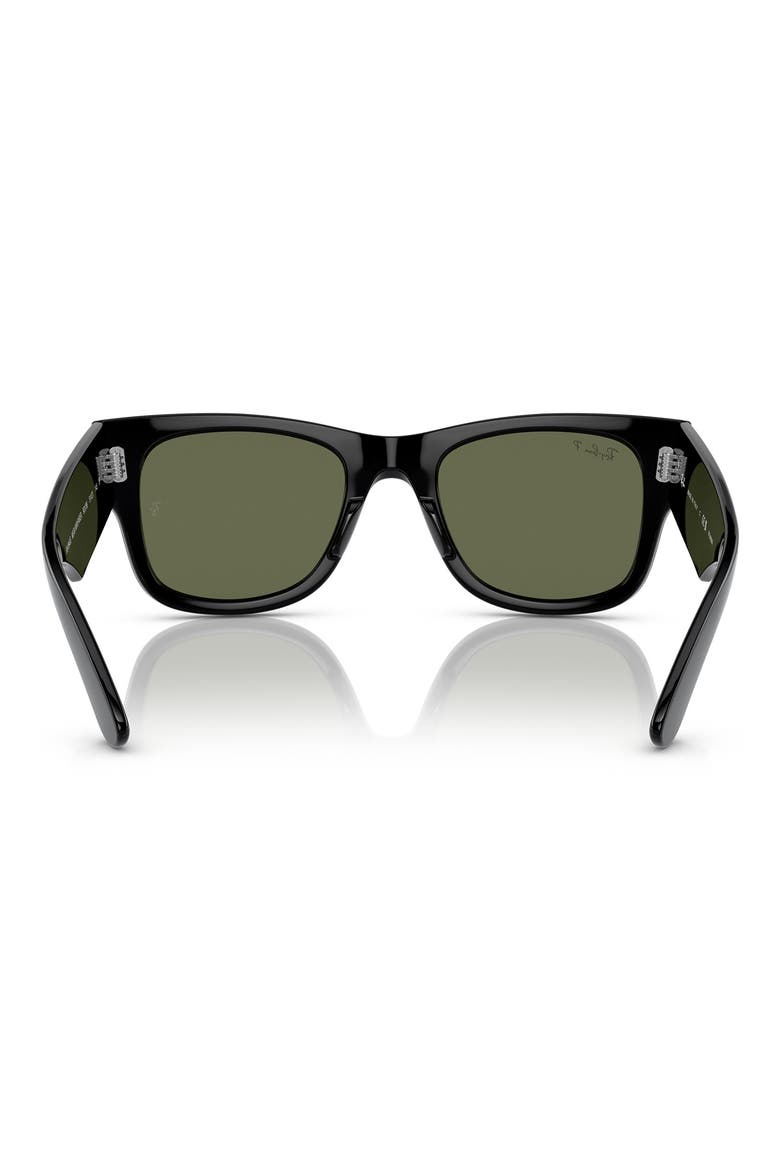 Mega Wayfarer 51mm Polarized Sunglasses, Alternate, color, BLACK