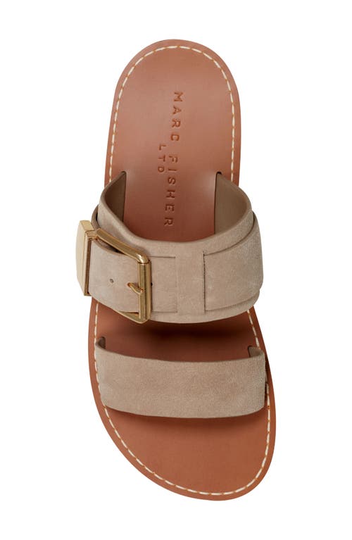 Marc Fisher Ltd Suede Buckle Dual-band Slide Sandals In Brown