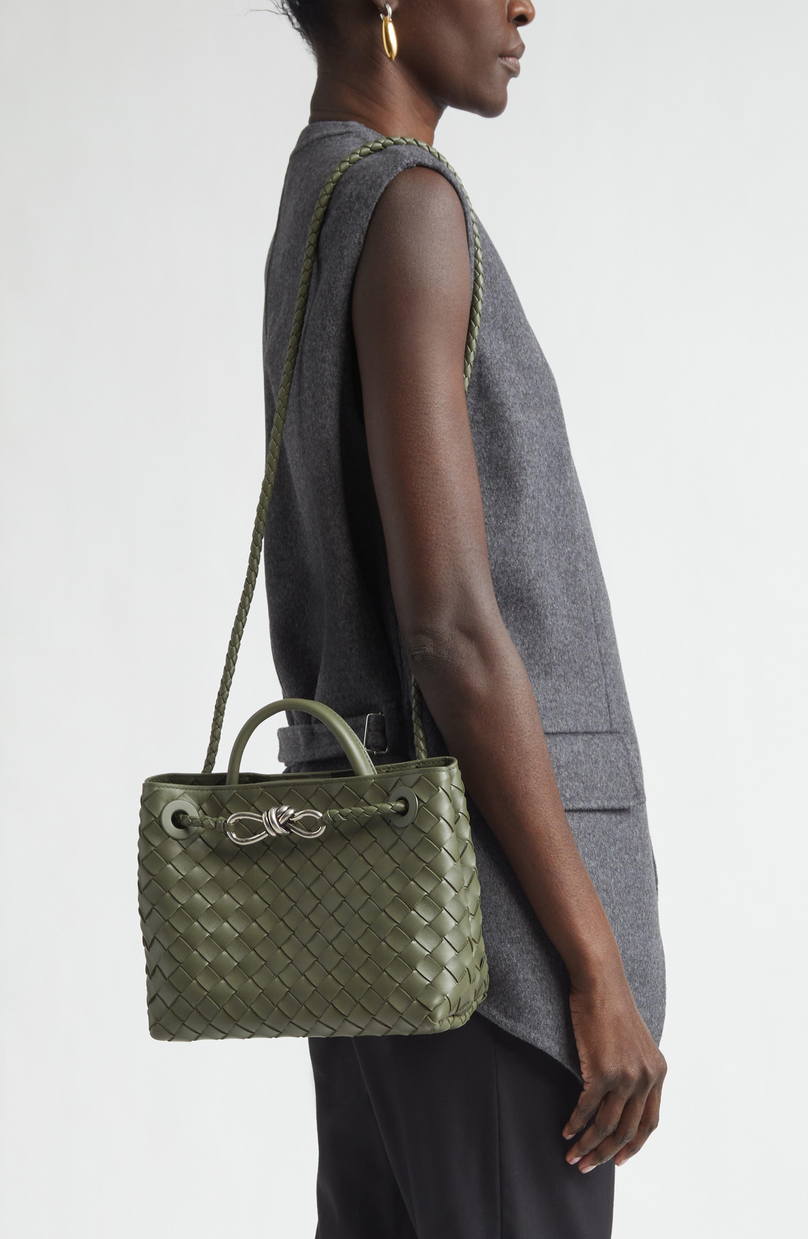 Bottega Veneta Small Andiamo Intrecciato Shoulder Bag, Alternate, color, 3297 Pickle-Vin Si