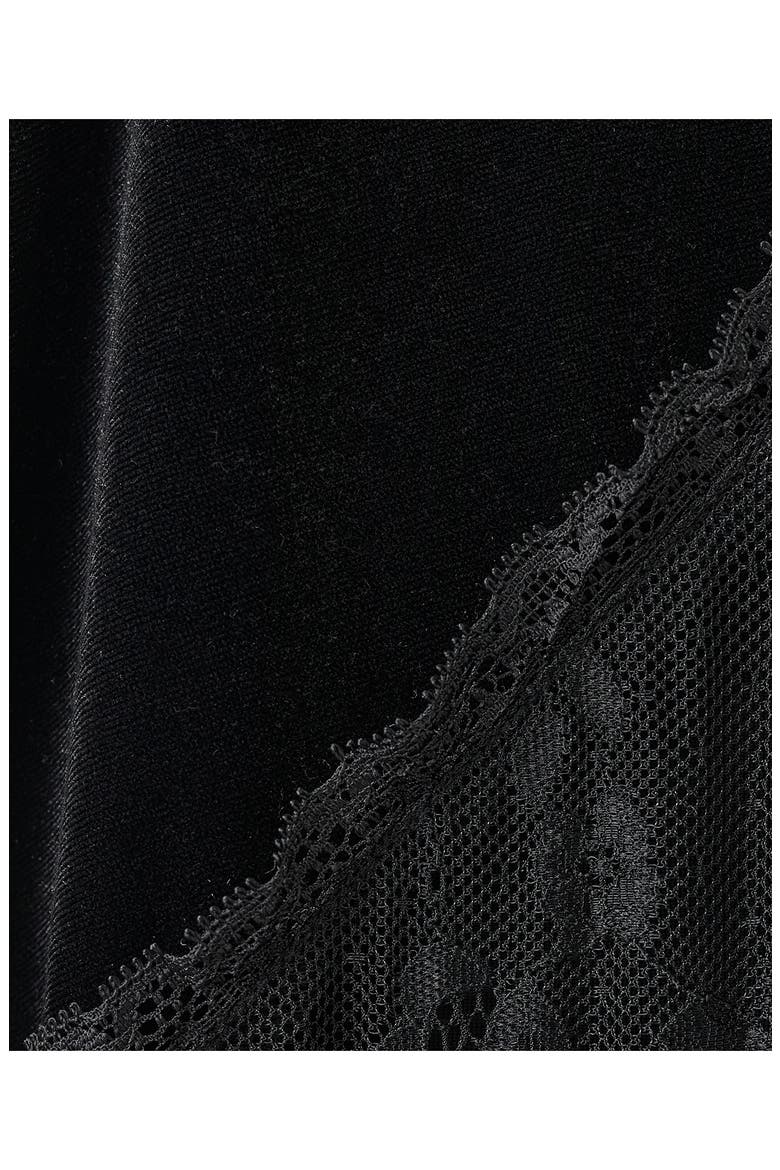 Lace Trim Velvet Maxi Dress, Alternate, color, BLACK