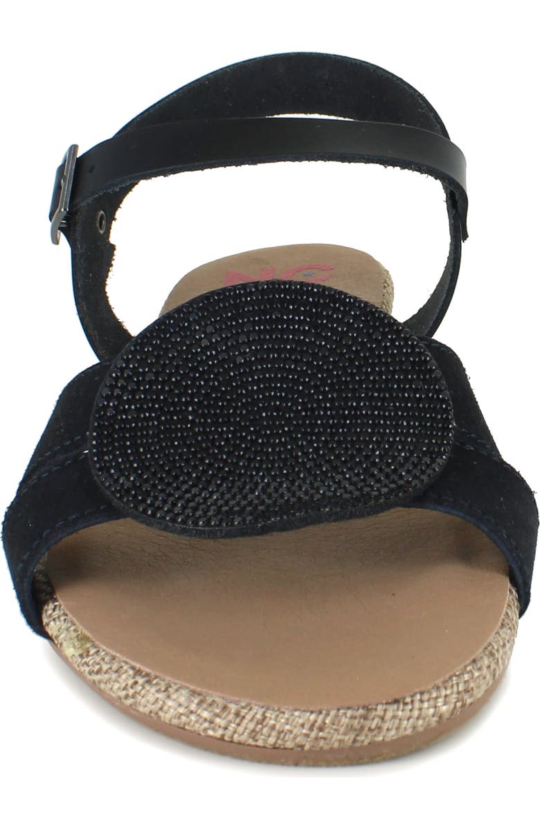 National Comfort Ronda Medallion Flat Sandal, Alternate, color, Black Leather