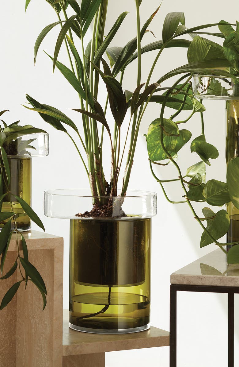 LSA Balcony Self Watering Glass Planter, Alternate, color, Green