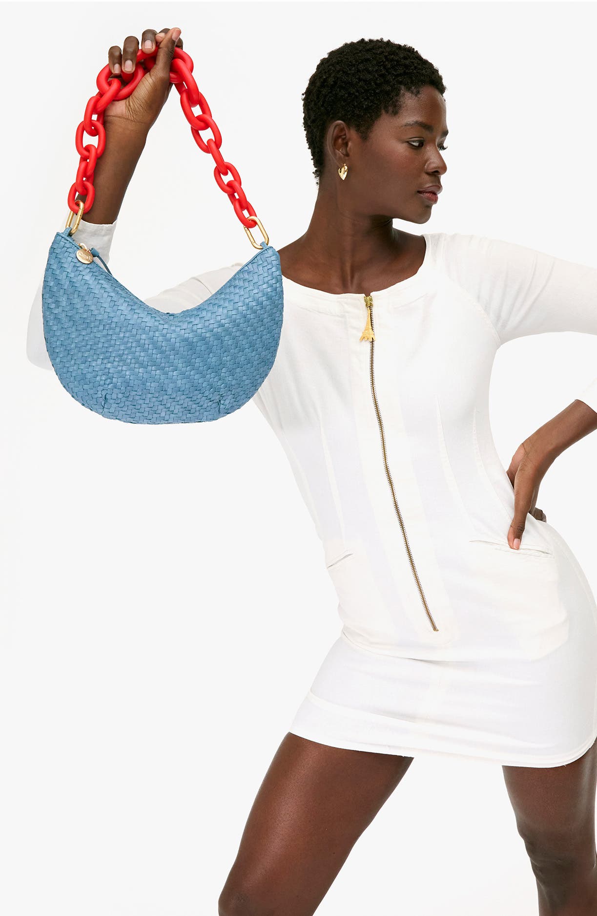 Lune Woven Zig Zag Leather Shoulder Bag, Alternate, color, DUSTY BLUE