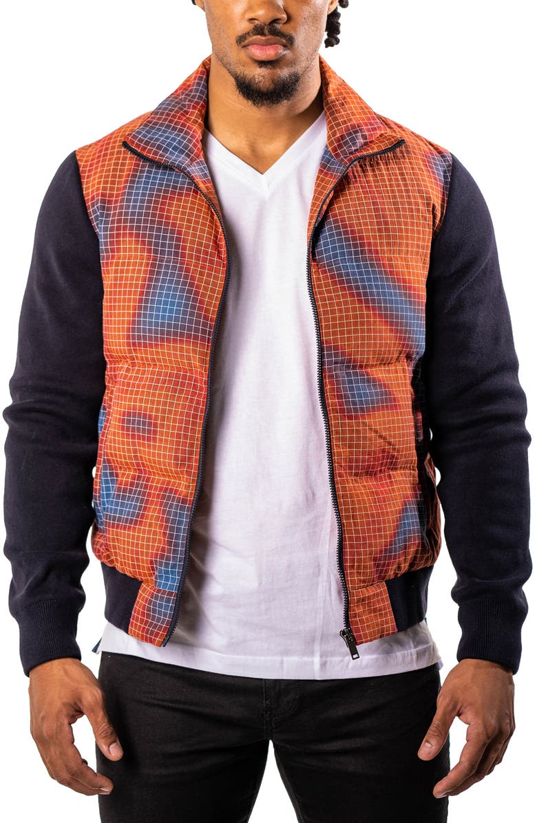 Maceoo Quilted & Knit Bomber Jacket, Main, color, Orange