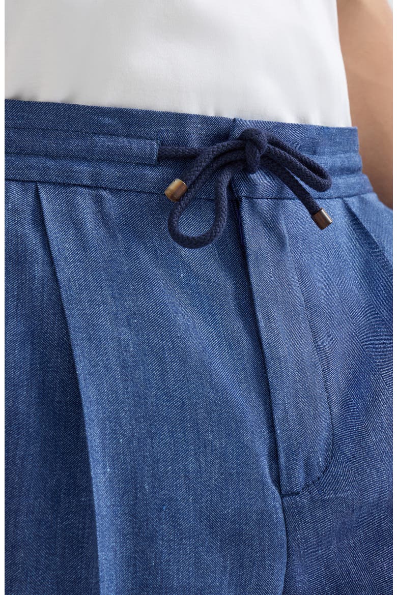 Trousers with drawstring and double pleats, Alternate, color, Denim