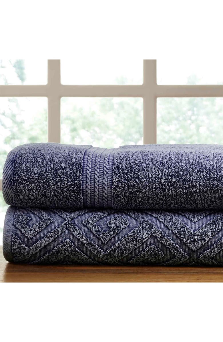 Modern Threads Denim Deco Diamond Denim Washed Bath Towel - Set of 2, Alternate, color, 