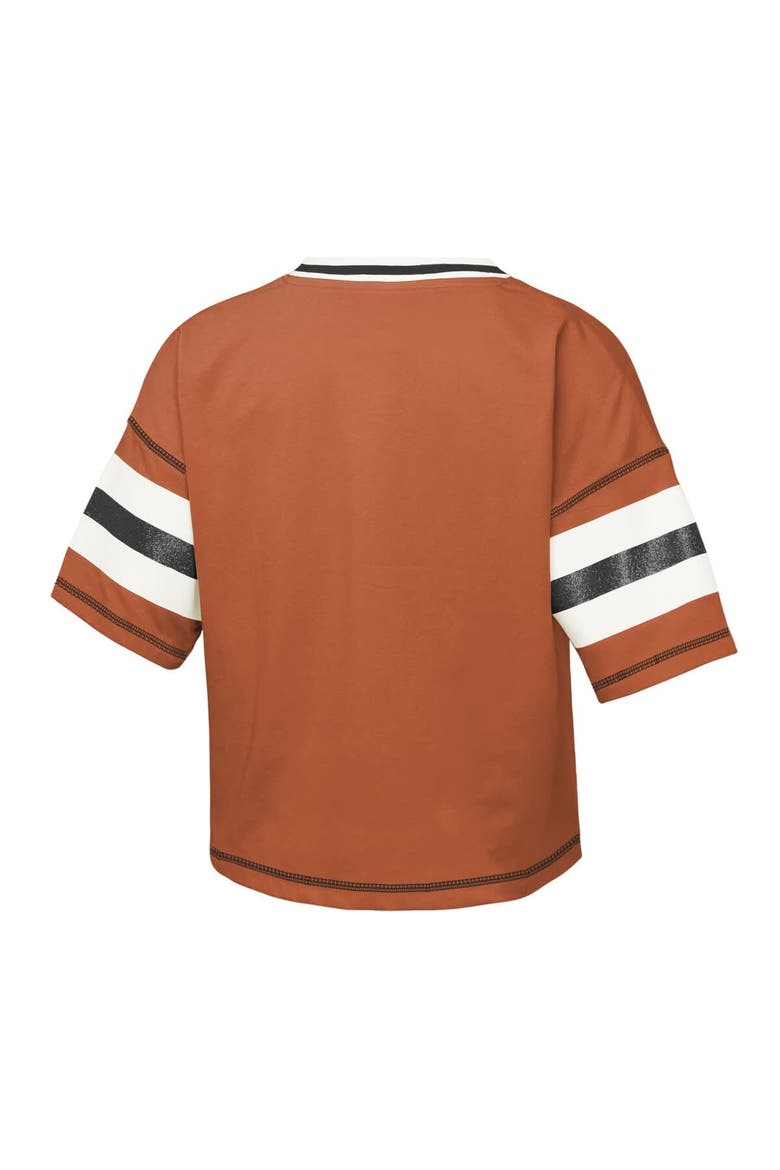 Girls Youth Outerstuff Texas Orange Texas Longhorns Gridiron Jersey V-Neck T-Shirt, Alternate, color, Burnt Orange